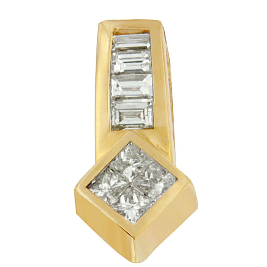 14K gult gull 3/4 cttw Princess and Baguette Cut Diamond Simple Geo Pendant Halskjede (GH, VS1-VS2)