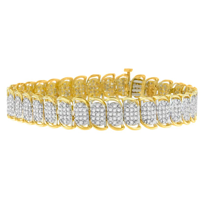 Pulsera de oro amarillo de 10 quilates con diamantes de talla redonda (3,00 cts, color JK, claridad I2-I3)