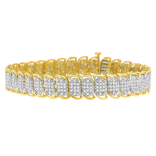 10K Yellow Gold Round Cut Diamond Ring Bracelet (3.00 cttw, J-K Color, I2-I3 Clarity)