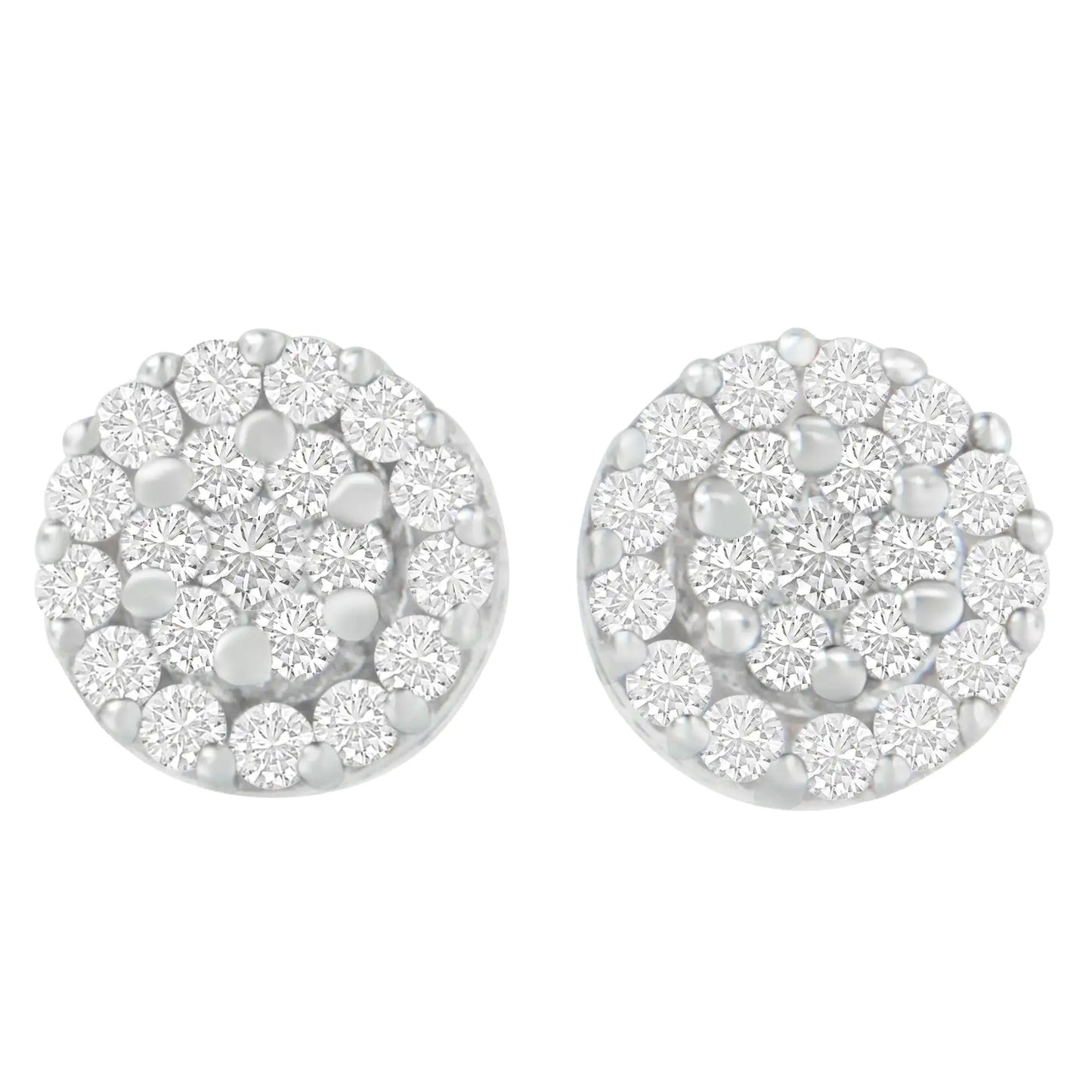 14K White Gold 3/4 cttw Round Cut Diamond Stud Earring (H-I, SI2-I1)