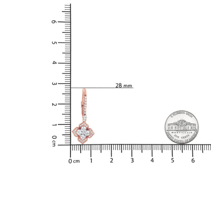 10K roosakuldne 3/4 Cttw teemantlillega rippuv kõrvarõngas (IJ värv, I1-I2 Clarity)