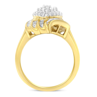 10K Yellow Gold Diamond Cocktail Ring (3/4 Cttw, I-J Color, I2-I3 Clarity)