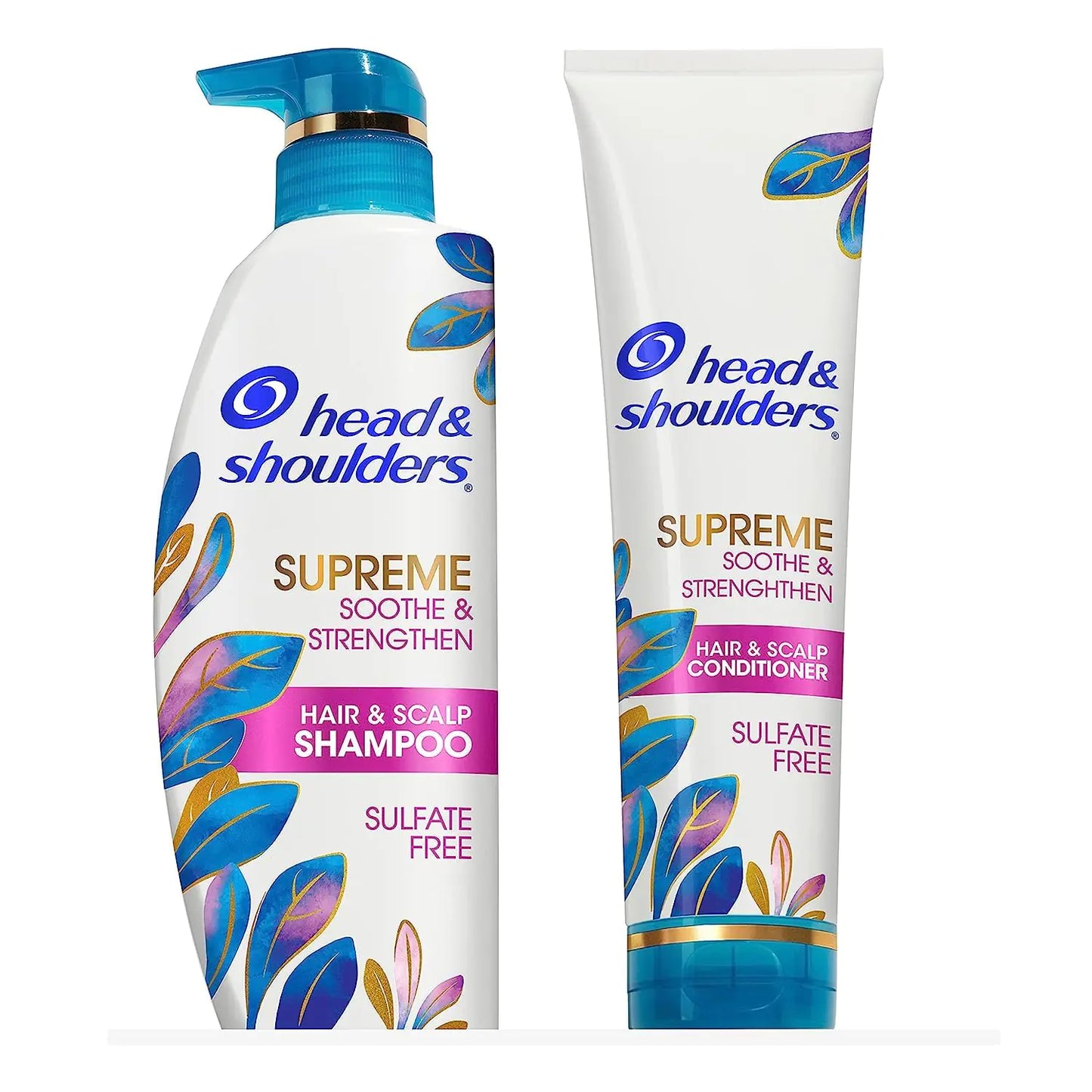 Head &amp; Shoulders Supreme Sulfate Free Shampoo og Conditioner Set for tørr hodebunn og flassbehandling, beroliger og styrker med Argan Oil og Rose Essence, 21,2 Fl Oz