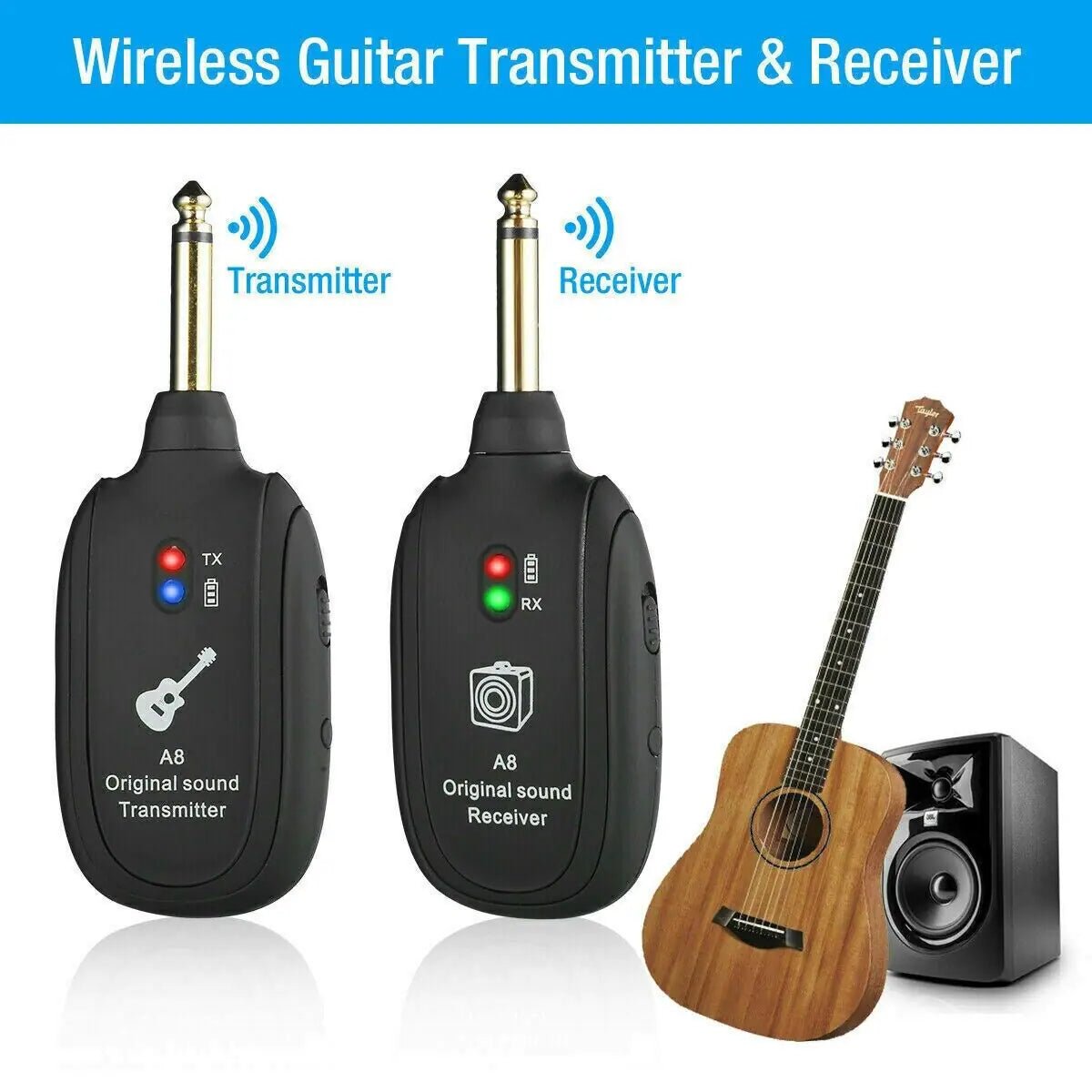 UHF Guitar Wireless System Transmitter+Receiver Built In Rechargeable Battery - HejK.com Marketplace.