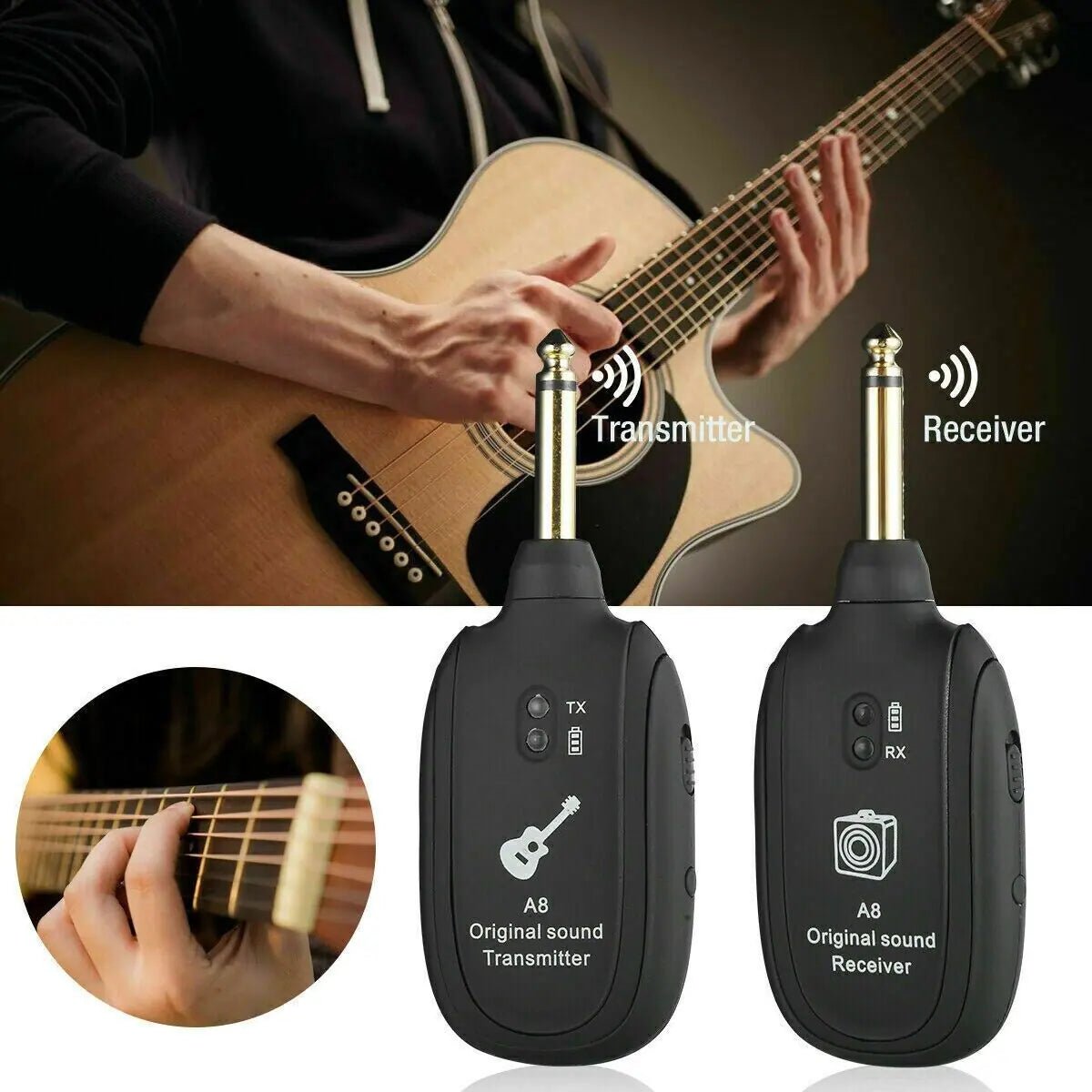 UHF Guitar Wireless System Transmitter+Receiver Built In Rechargeable Battery - HejK.com Marketplace.