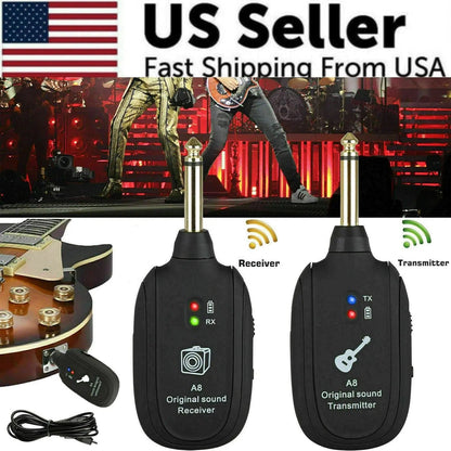 UHF Guitar Wireless System Transmitter+Receiver Built In Rechargeable Battery - HejK.com Marketplace.