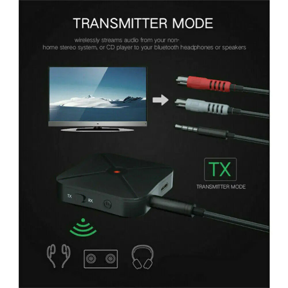 2in1 Bluetooth Transmitter Receiver Wireless Adapter TV Home Stereo A2DP Audio