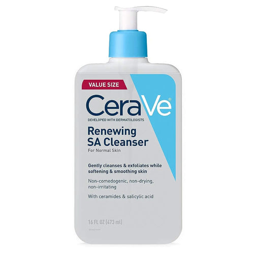 CeraVe SA Cleanser | Salisylsyrerens med hyaluronsyre, niacinamid og ceramider| BHA Exfoliant for Face | Duftfri ikke-komedogen | 16 unse 16 Fl Oz (pakke med 1)