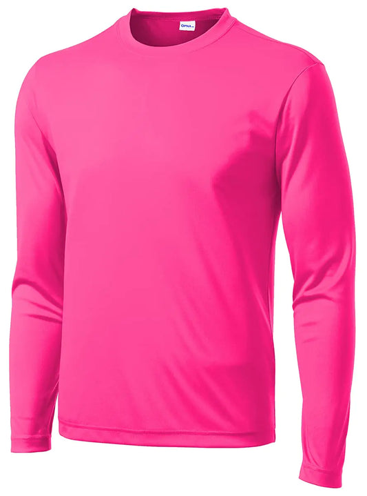 Camiseta deportiva de manga larga para hombre Opna que absorbe la humedad, talla extra grande, color rosa