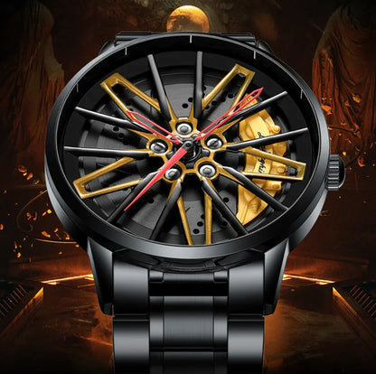 Reloj de cuarzo con diseño de coche 3D Hollow Kini