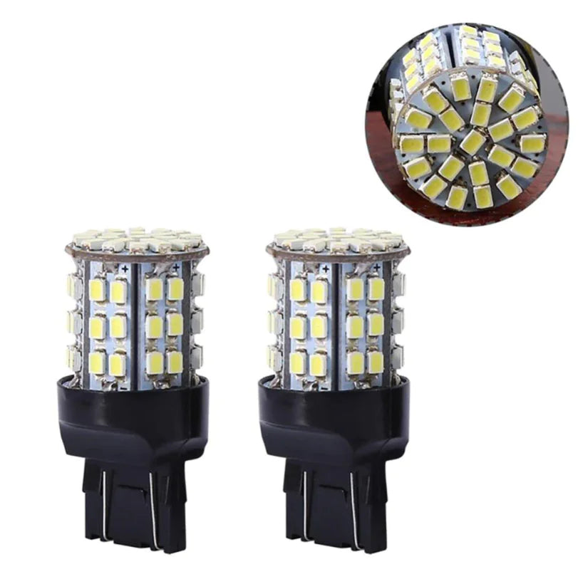 4X 3157 3156 64SMD LED Reverse Tail Brake Turn Signal DRL Light Bulb 6000K White