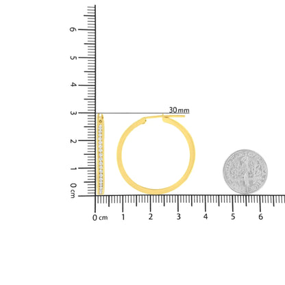 14K gult gull 1/2 cttw kanalsett Diamond Classic Hoop øredobber (IJ-farge, SI2-I1 Clarity)