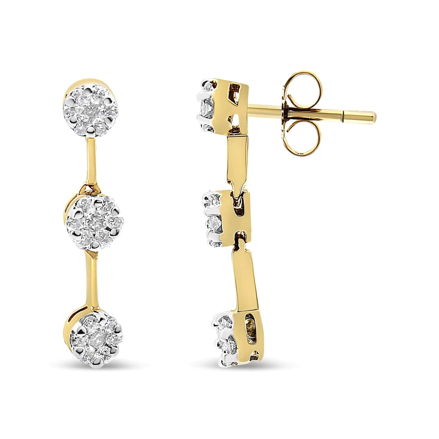 14K Yellow Gold Round Diamond Earrings (1.05 cttw, H-I Color, SI1-SI2 Clarity)