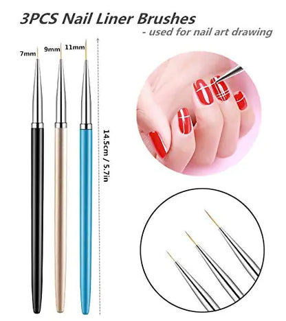 5PCS Dotting Pens with 3 PCS Nail Painting Brushes, Nail Art Design Tools