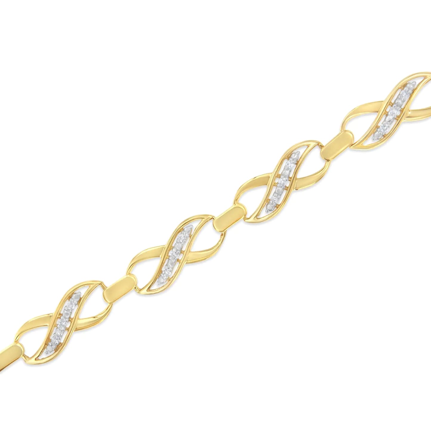 Pulsera de diamantes "Infinite Love" de talla redonda en oro amarillo de 10 quilates (0,25 cts, color IJ, claridad I2-I3)