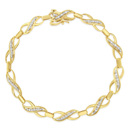 Pulsera de diamantes "Infinite Love" de talla redonda en oro amarillo de 10 quilates (0,25 cts, color IJ, claridad I2-I3)