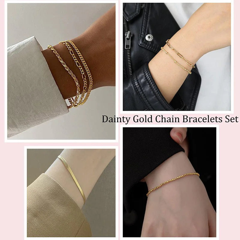 Pulsera de cadena con clip chapada en oro de 14 quilates – Plata de ley 925