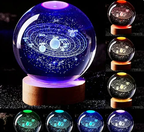 3D Inner Carving Luminous Crystal Ball Night Lamp: