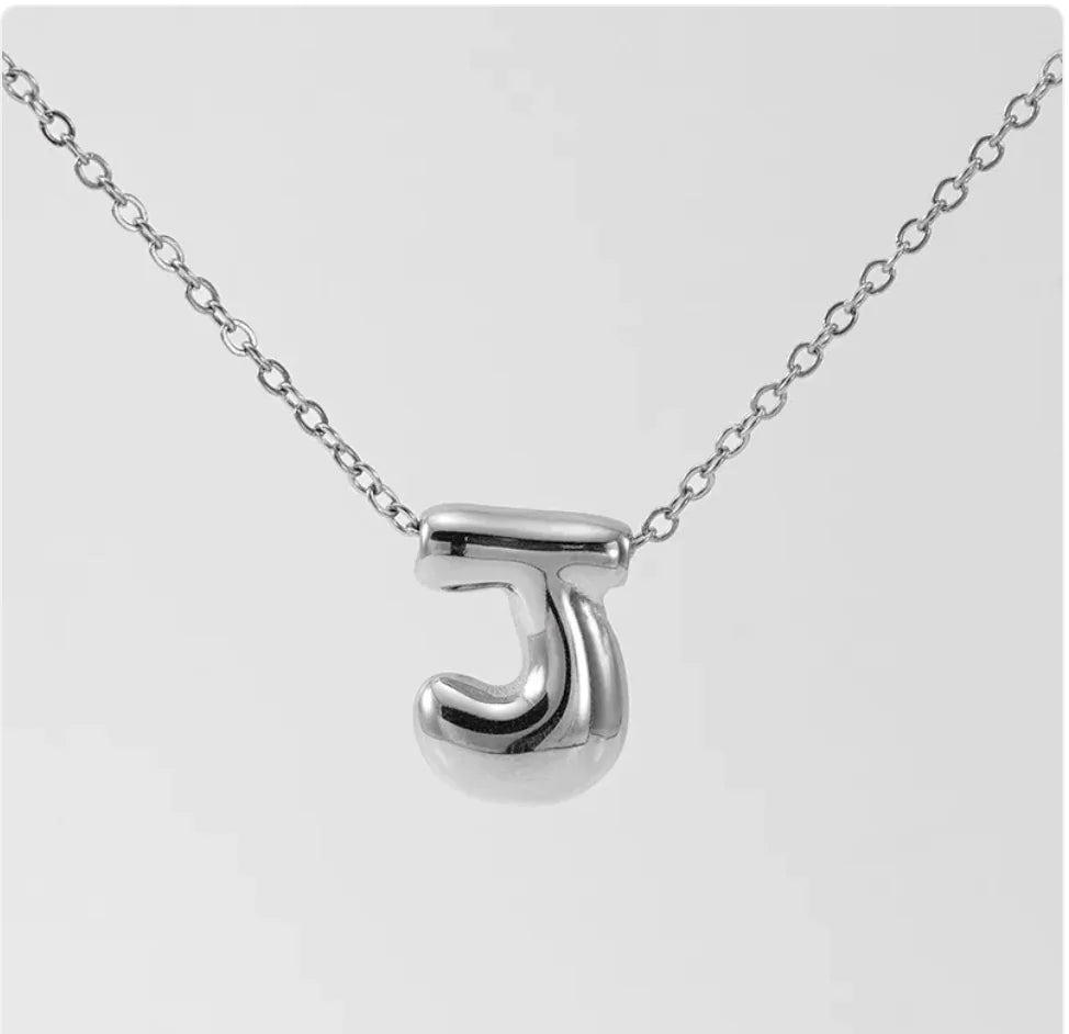 Women's Glossy Bubble Letter Pendant Necklace