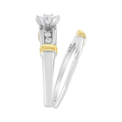 14K gult og hvitt gull 1/3 Cttw Marquise Diamond Cocktail Forlovelsesringsett (HI Color, SI1-SI2 Clarity)