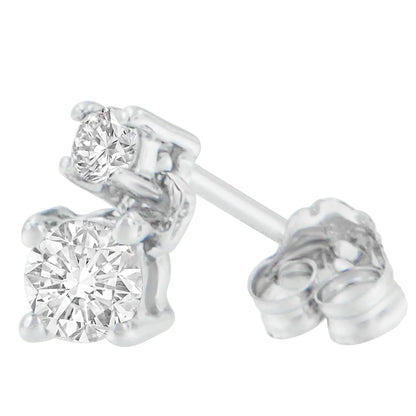 Pendientes de oro blanco de 14 quilates con diamantes de talla redonda de 1/2 ct (HI, SI2-I1)