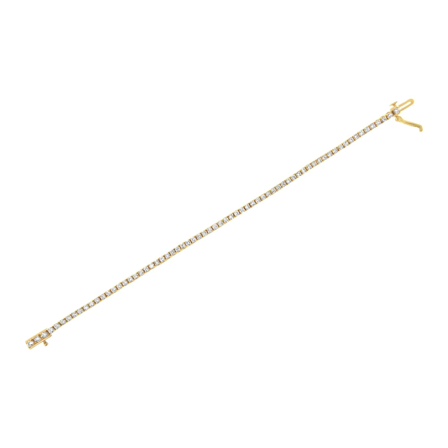 14K gult gull 3.0 Cttw 4-pinnesett rundt briljantslipt klassisk tennisarmbånd (JK Color, VVS2-VS1 Clarity) - 7,25" tommer