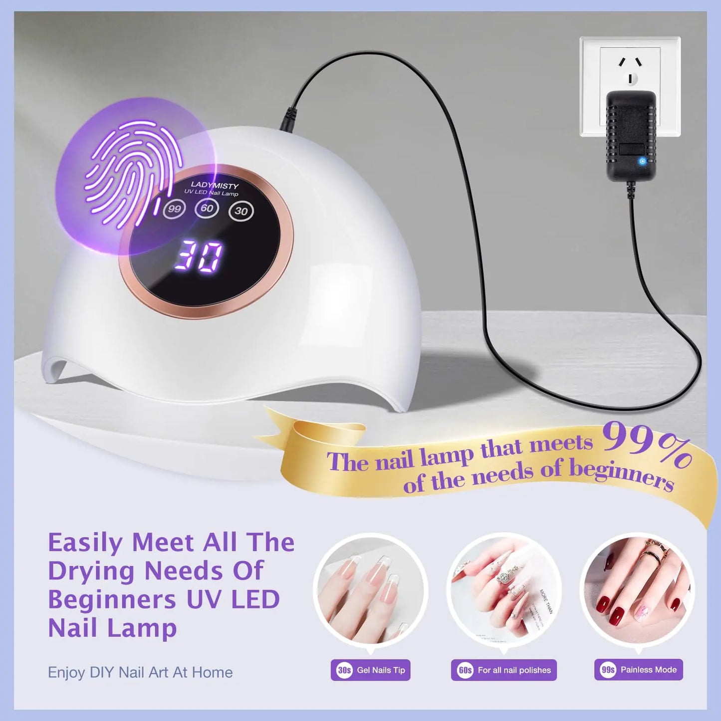 72W UV LED Nail Lamp Light Dryer for Nails Gel Polish with 18 Beads 3 Timer Setting & LCD Touch Display Screen, Auto Sensor, Professional Nails, White………