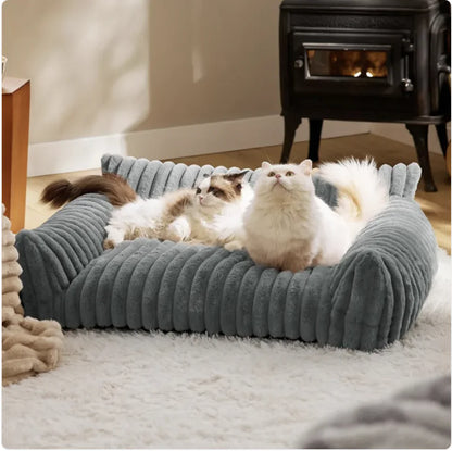 Bedsure Cute Cat Sofa - Soft Corduroy Fleece Pet Bed