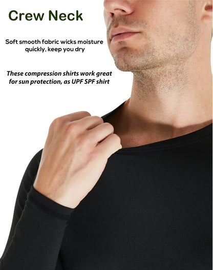 Camisetas de compresión para hombre, paquete de 5 o 4, manga larga, protección solar y UPF, protección contra erupciones, capa base para entrenamiento, talla pequeña, negro (g)/negro/blanco (paquete de 5)