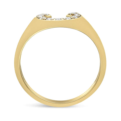 10K Yellow Gold 1/3 Cttw Round-Cut Diamond Men's Horseshoe Ring (H-I Color, VS1-VS2 Clarity)