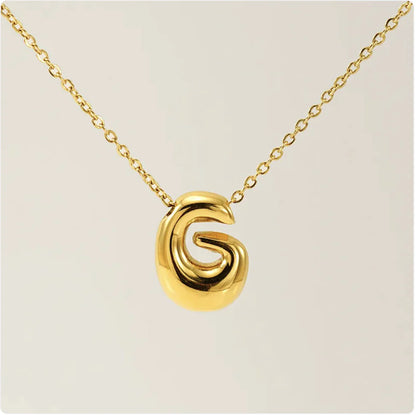 Women's Glossy Bubble Letter Pendant Necklace