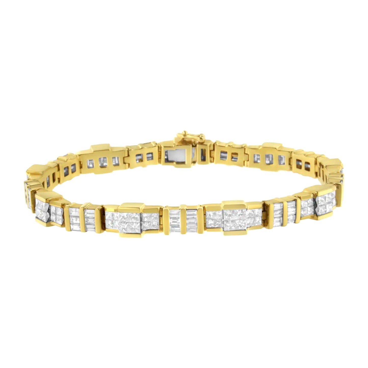 14K gult gull baguette og prinsessekuttet diamantarmbånd (8,30 cttw, HI Color, SI1-SI2 Clarity)