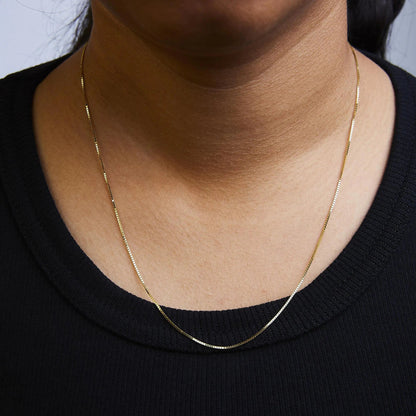 Unisex Solid 14K Gold 0.75mm Classic Box Chain Necklace WEM Support (www.WEM.support)