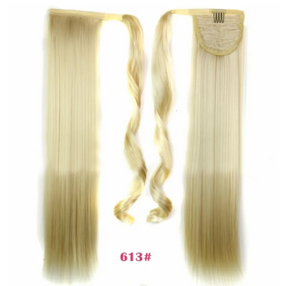 Synthetic Long Straight Wrap Around Hair Extension WEM Support (www.WEM.support)