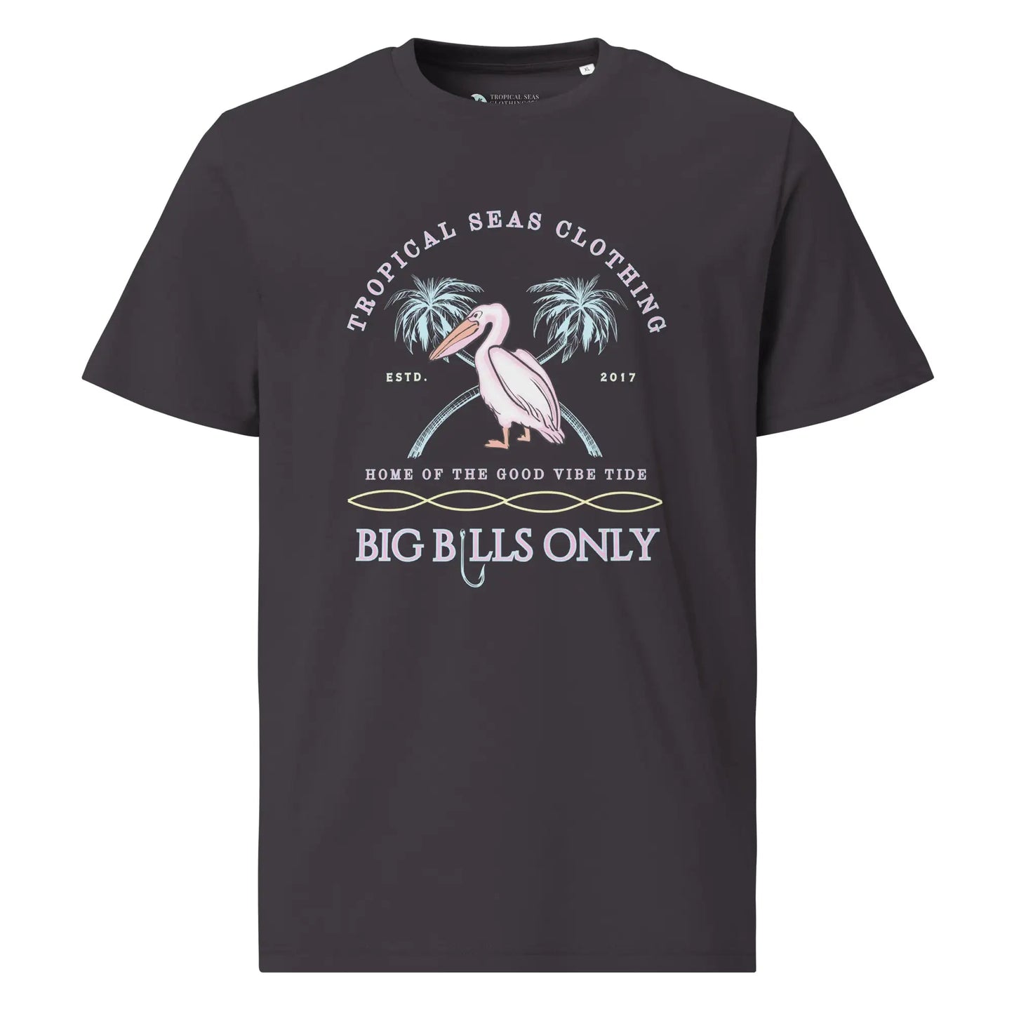 Premium Men's Tropical Pelican Organic Cotton T-Shirt – Sustainable Comfort with Coastal Style WEM Support (www.WEM.support)