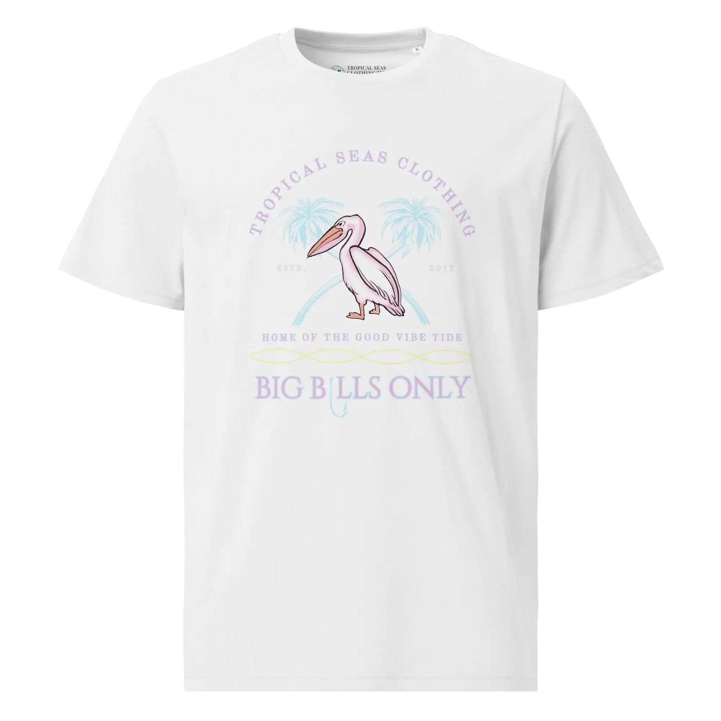 Premium Men's Tropical Pelican Organic Cotton T-Shirt – Sustainable Comfort with Coastal Style WEM Support (www.WEM.support)