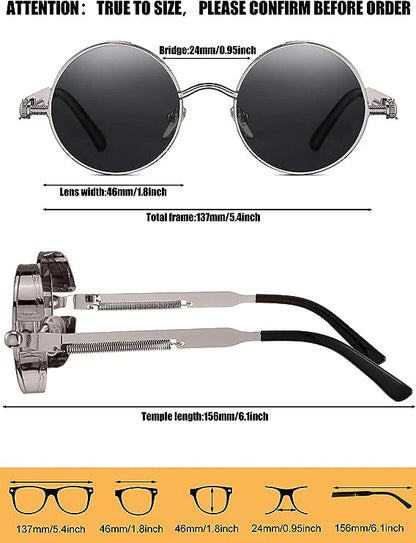 Retro Round Polarized Sunglasses Men Women Vintage Gothic Steampunk Glasses WEM Support (www.WEM.support)