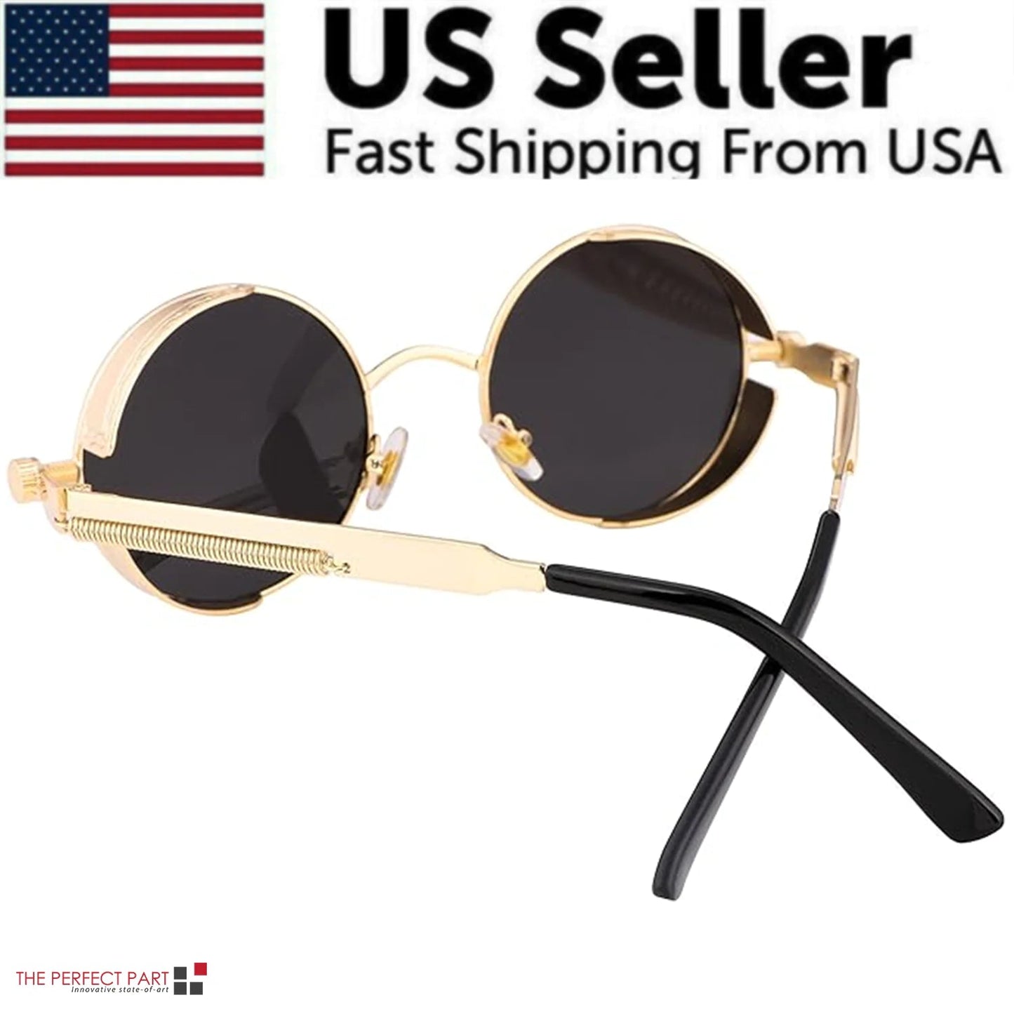 Retro Round Polarized Sunglasses Men Women Vintage Gothic Steampunk Glasses WEM Support (www.WEM.support)