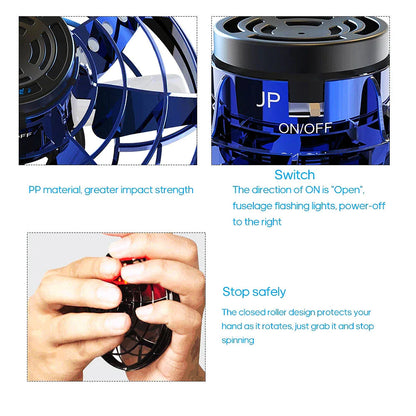 Flying Fidget Spinner Drone Ball UFO Stress Focus Hand Fun Toy LED Kids & Adults WEM Support (www.WEM.support)