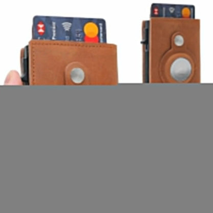 For Airtag Wallet Case Genuine Leather Credit Card Holder Magnetic Air Tag Cover WEM Support (www.WEM.support)