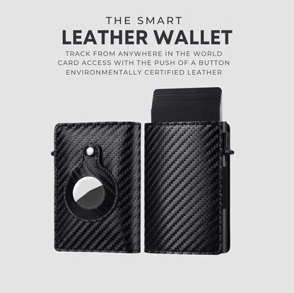 For Airtag Wallet Case Genuine Leather Credit Card Holder Magnetic Air Tag Cover WEM Support (www.WEM.support)