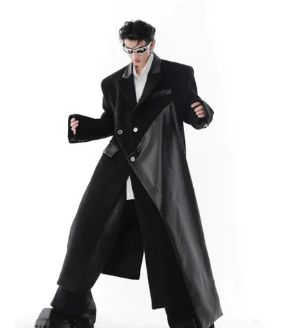 White Padded Shoulder Woolen Trench Coat WEM Support (www.WEM.support)