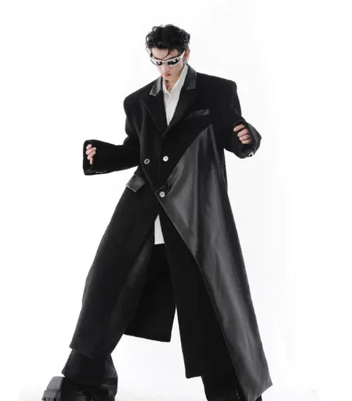 White Padded Shoulder Woolen Trench Coat WEM Support (www.WEM.support)