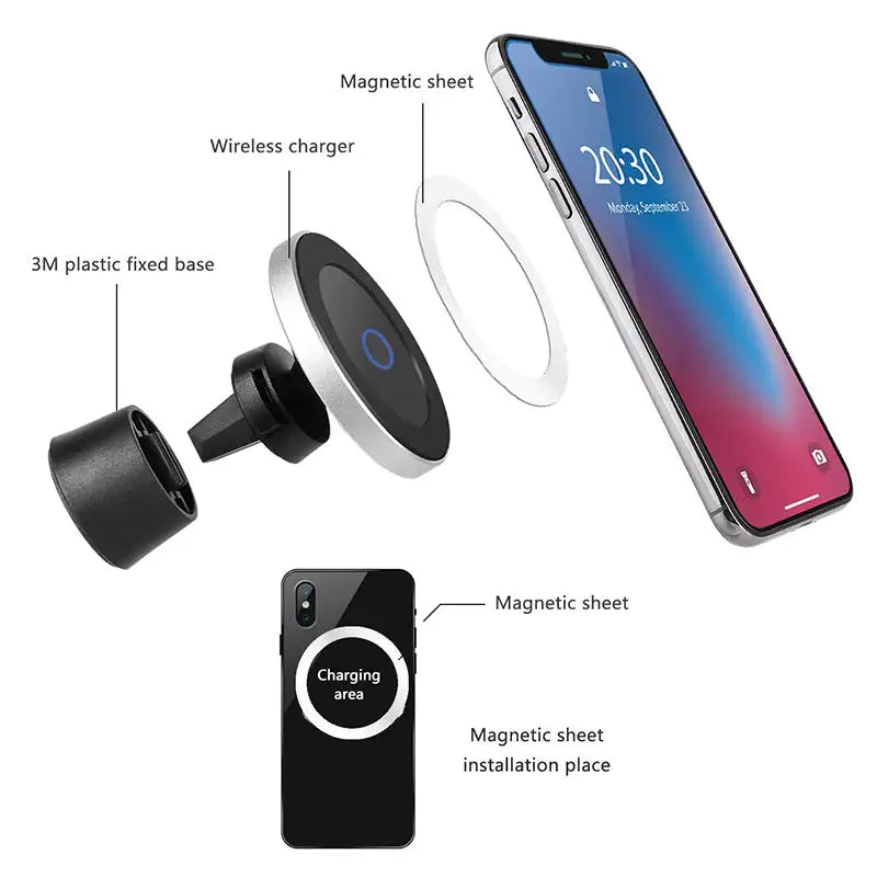 Magnetic Wireless Car Charger WEM Support (www.WEM.support)