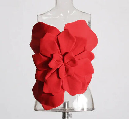 Three-dimensional Flower Backless Tube Top Vest WEM Support (www.WEM.support)