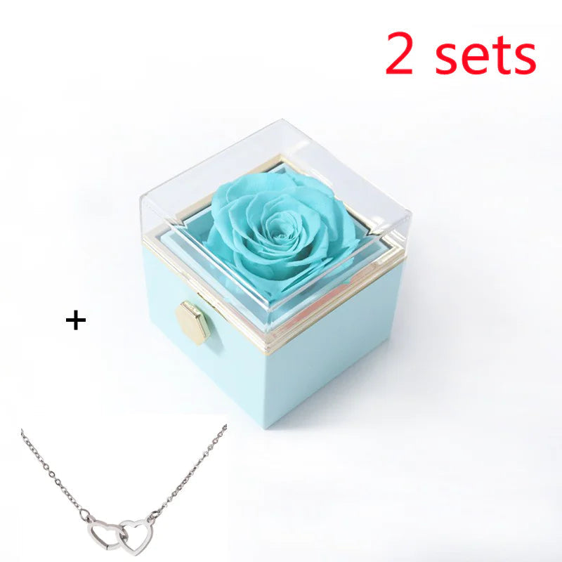 Double Heart Eternal Flower Necklace Set WEM Support (www.WEM.support)