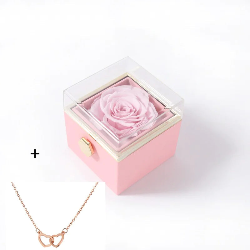 Double Heart Eternal Flower Necklace Set WEM Support (www.WEM.support)