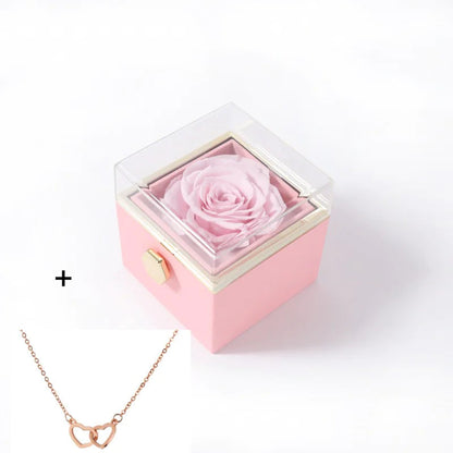 Double Heart Eternal Flower Necklace Set WEM Support (www.WEM.support)