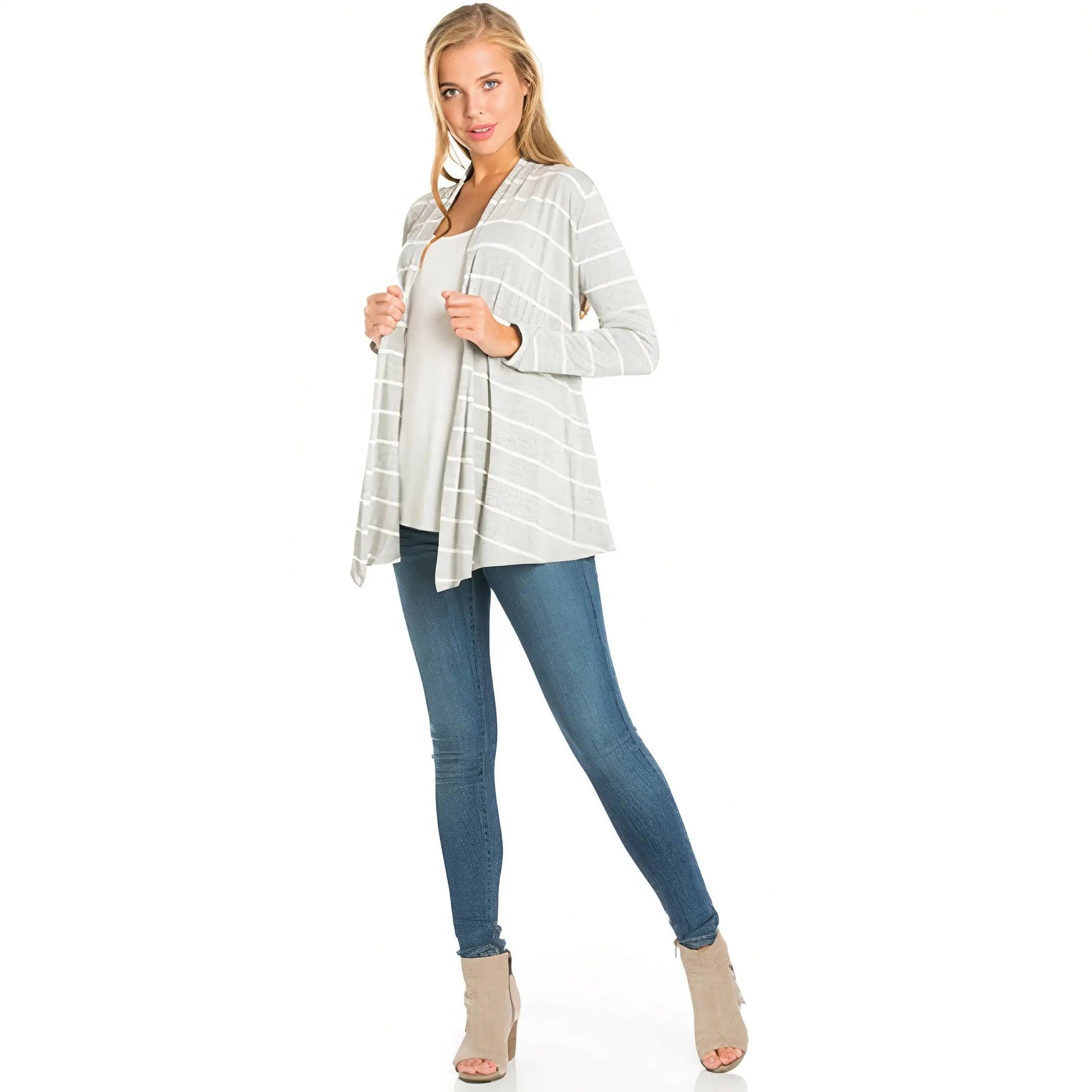 Stripe Cardigan -Grey WEM Support (www.WEM.support)