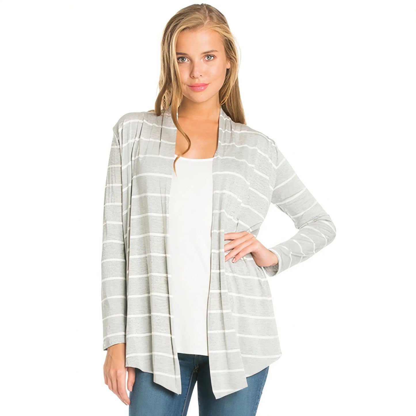 Stripe Cardigan -Grey WEM Support (www.WEM.support)